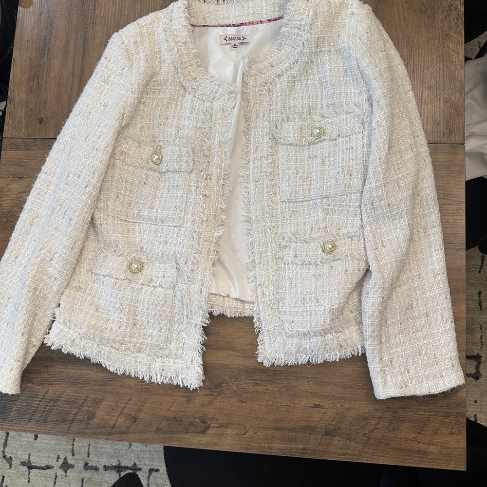 Nanette Lepore Cream Tweed Blazer